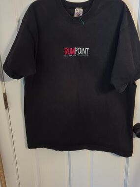 Fruit of the Loom Black T-Shirt with Red and White 'RUMPOINT' Chest Logo